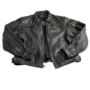 CorTech Mens XL 46 Black Genuine Leather Motorcycle Jacket Tour Master Armored